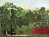 Henri Rousseau Canvas Paintings - The Waterfall